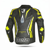 BELA ROCKET Casacos De Moto Couro Homem Preto Fluor Amarelo