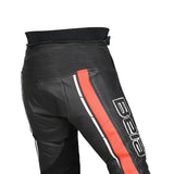 BELA ROCKET Calcas De Moto Couro Homem Preto Vermelho