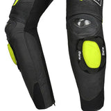 BELA ROCKET Leather Motorcycle Women's Pants Black Fluorescent Yellow