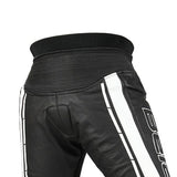 BELA ROCKET Moto Senhora Couro Calcas Preto Branco