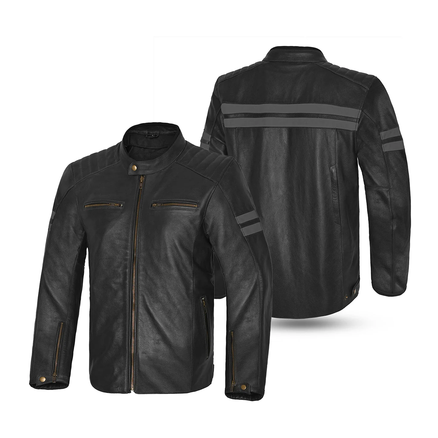 BELA STARK Motorcycle Leather Jackets Black Gray – 2 – Maximomoto PT