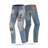 BELA STONE Denim Jeans Moto Calcas Camuflagem Azul