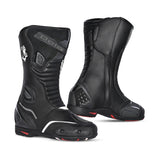 Beautiful Striped Motorcycle Leather Boots Black White