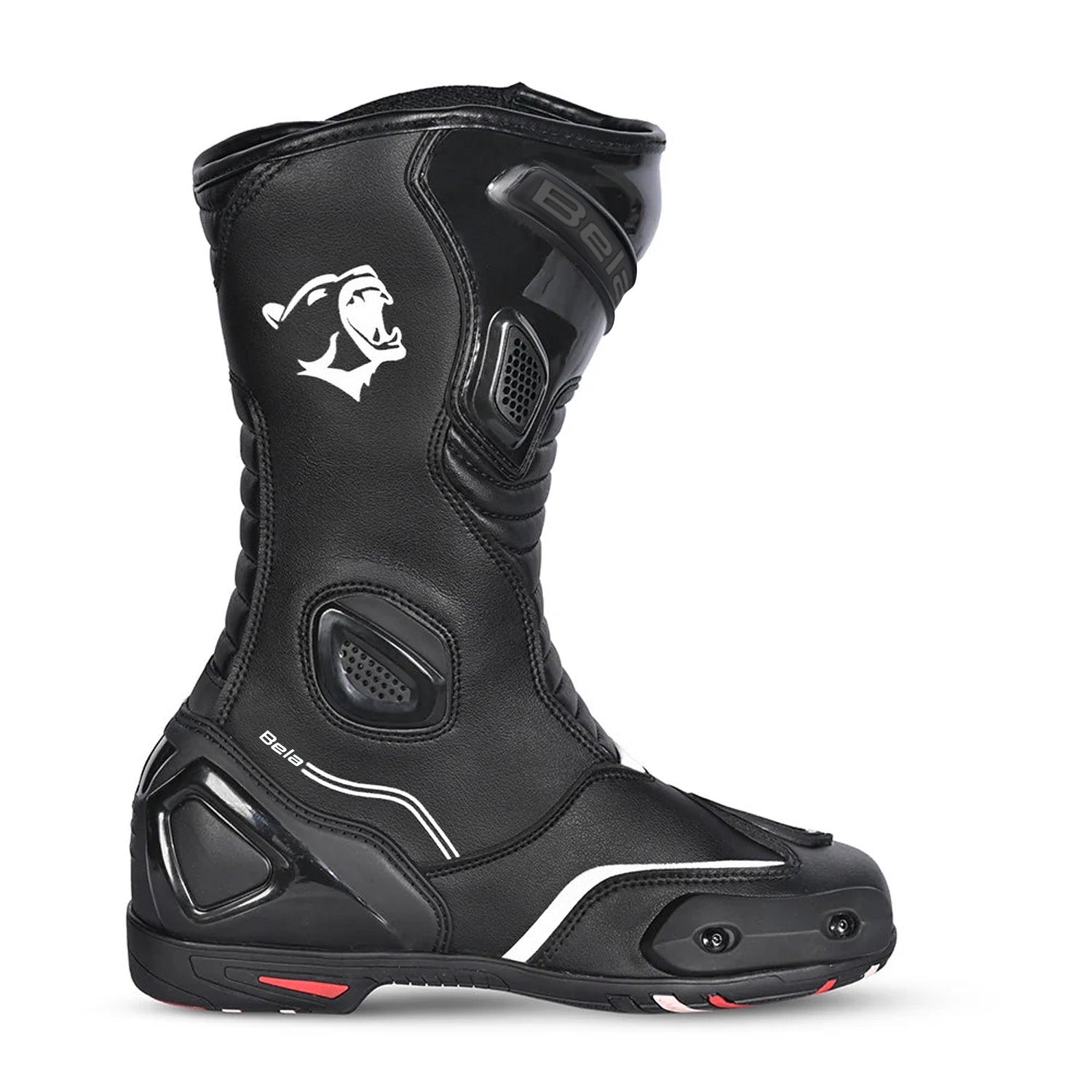 Beautiful Striped Motorcycle Leather Boots Black White – 2 – Maximomoto PT