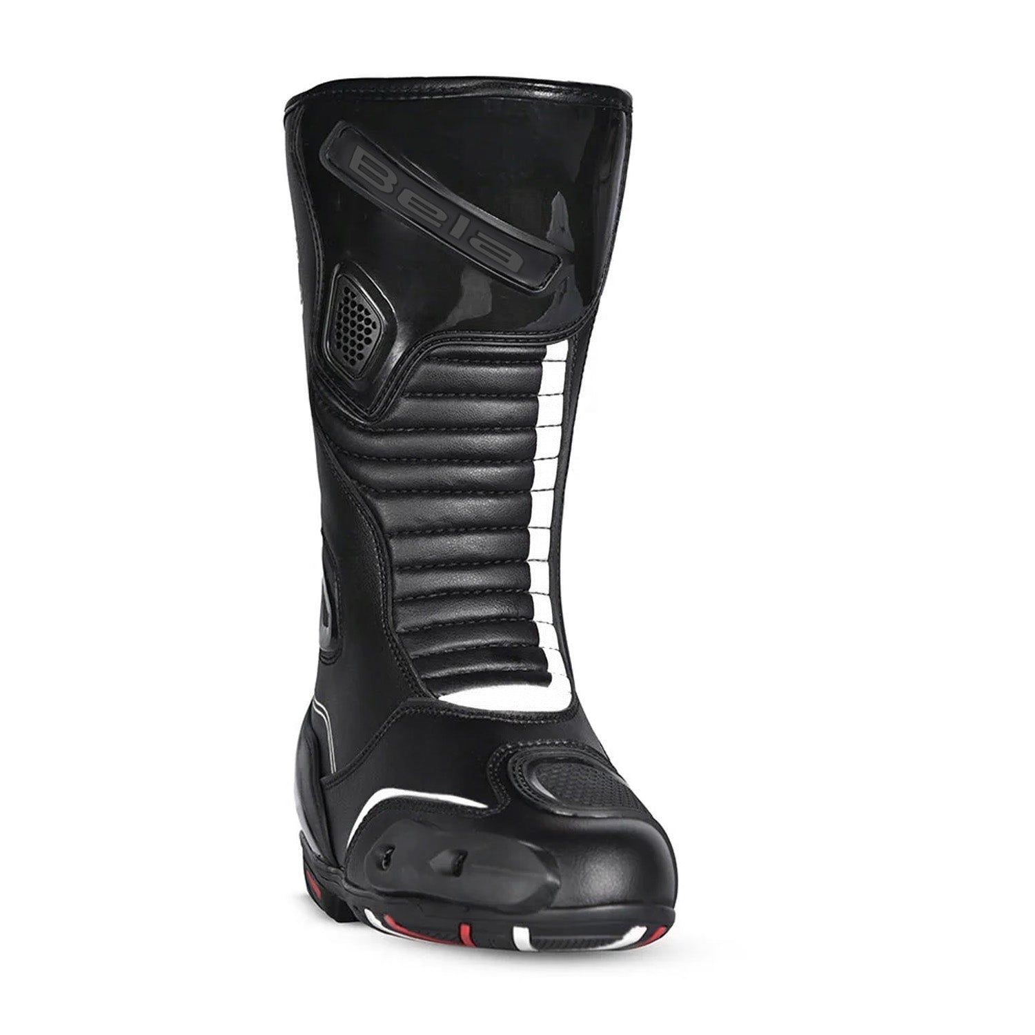 Beautiful Striped Motorcycle Leather Boots Black White – 4 – Maximomoto PT