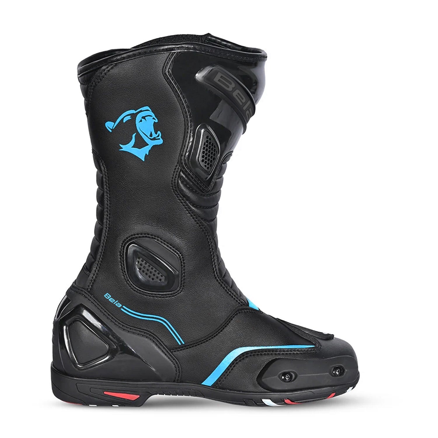 BELA STRIP Motorcycle Leather Boots for Women, Turquoise Black – 6 – Maximomoto PT