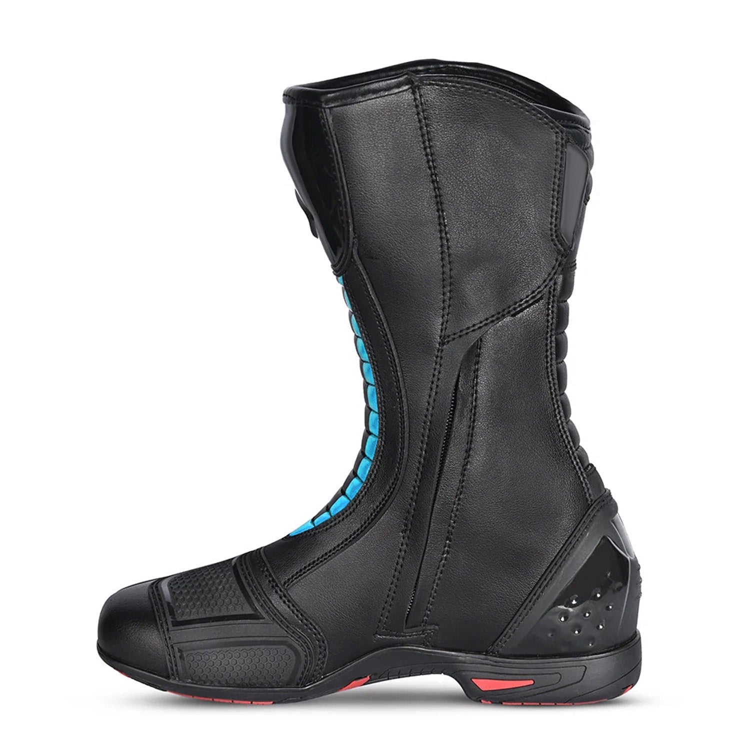 BELA STRIP Motorcycle Leather Boots for Women, Turquoise Black – 7 – Maximomoto PT