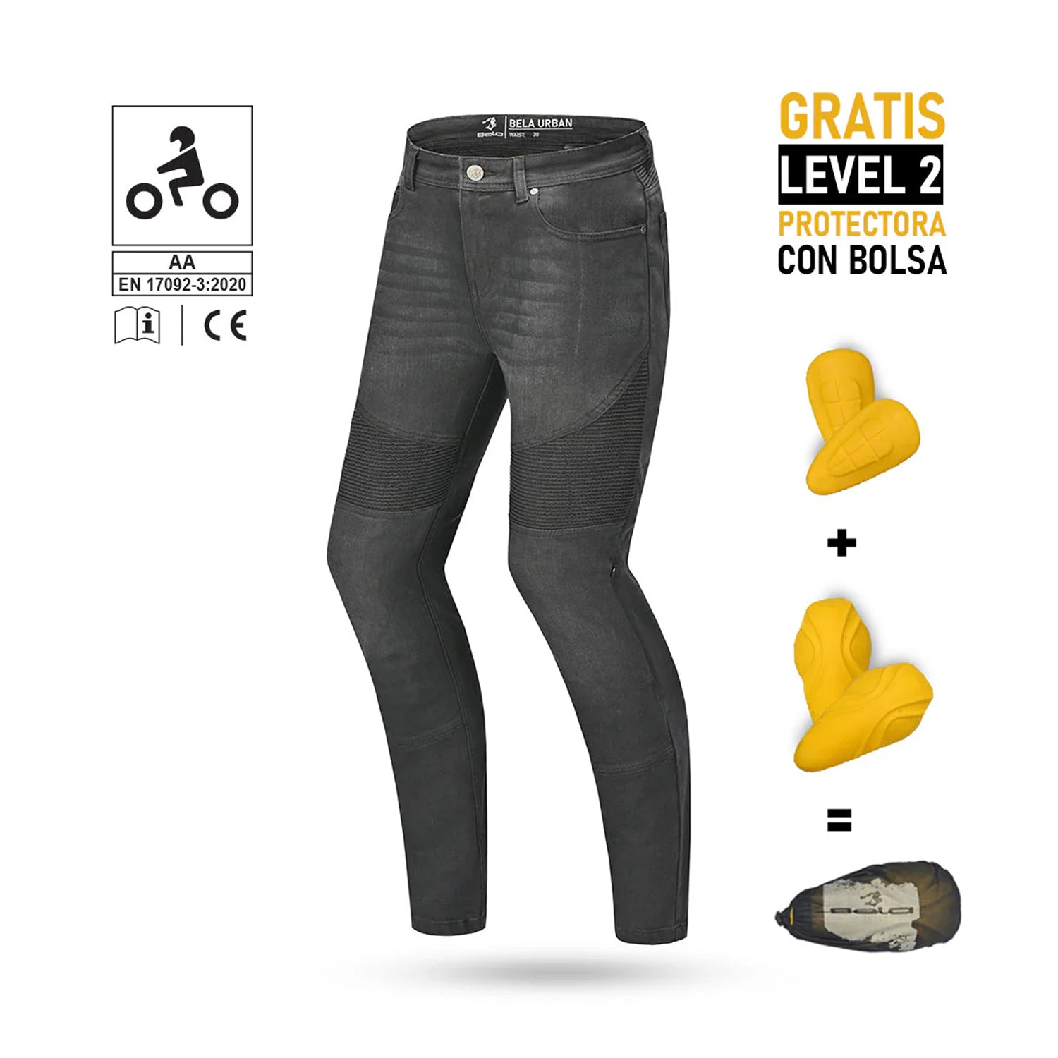 BELA URBAN Denim Jeans Moto Senhora Calcas Spray Preto 30L – 3 – Maximomoto PT