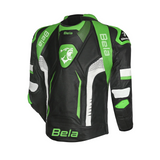 BELA X RACE Motorcycle Leather Jackets Black White Green