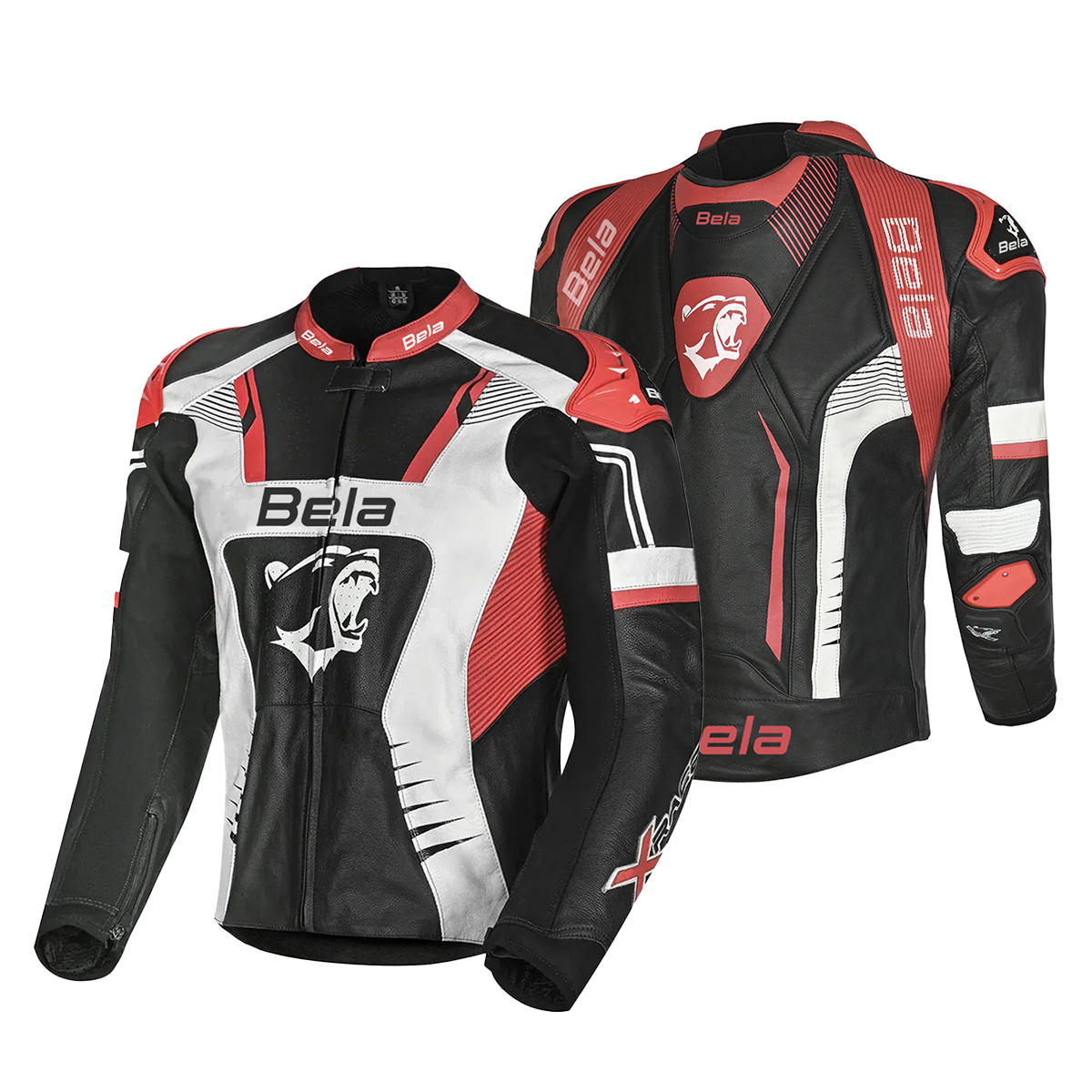 BELA X RACE Motorcycle Leather Jackets Black White Red – 2 – Maximomoto PT