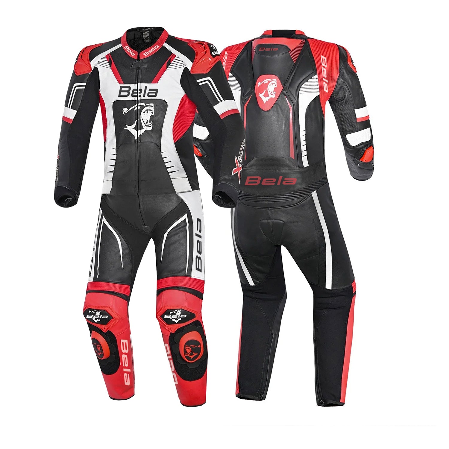 BELA X RACE 2 PC Motorcycle Leather Suits Black White Red – 2 – Maximomoto PT