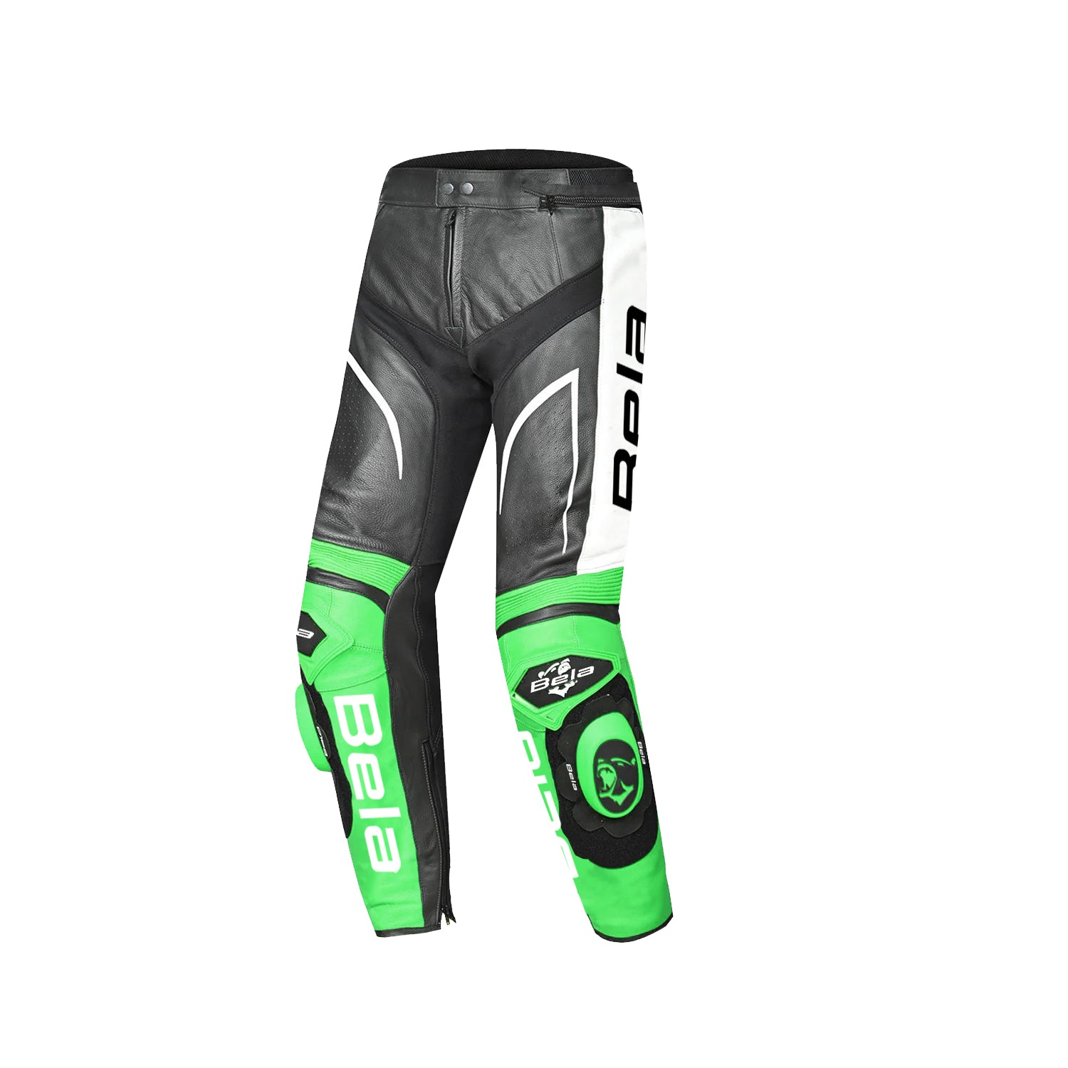 BELA X RACE Calcas De Moto Homem Couro Preto Branco Verde – 1 – Maximomoto PT