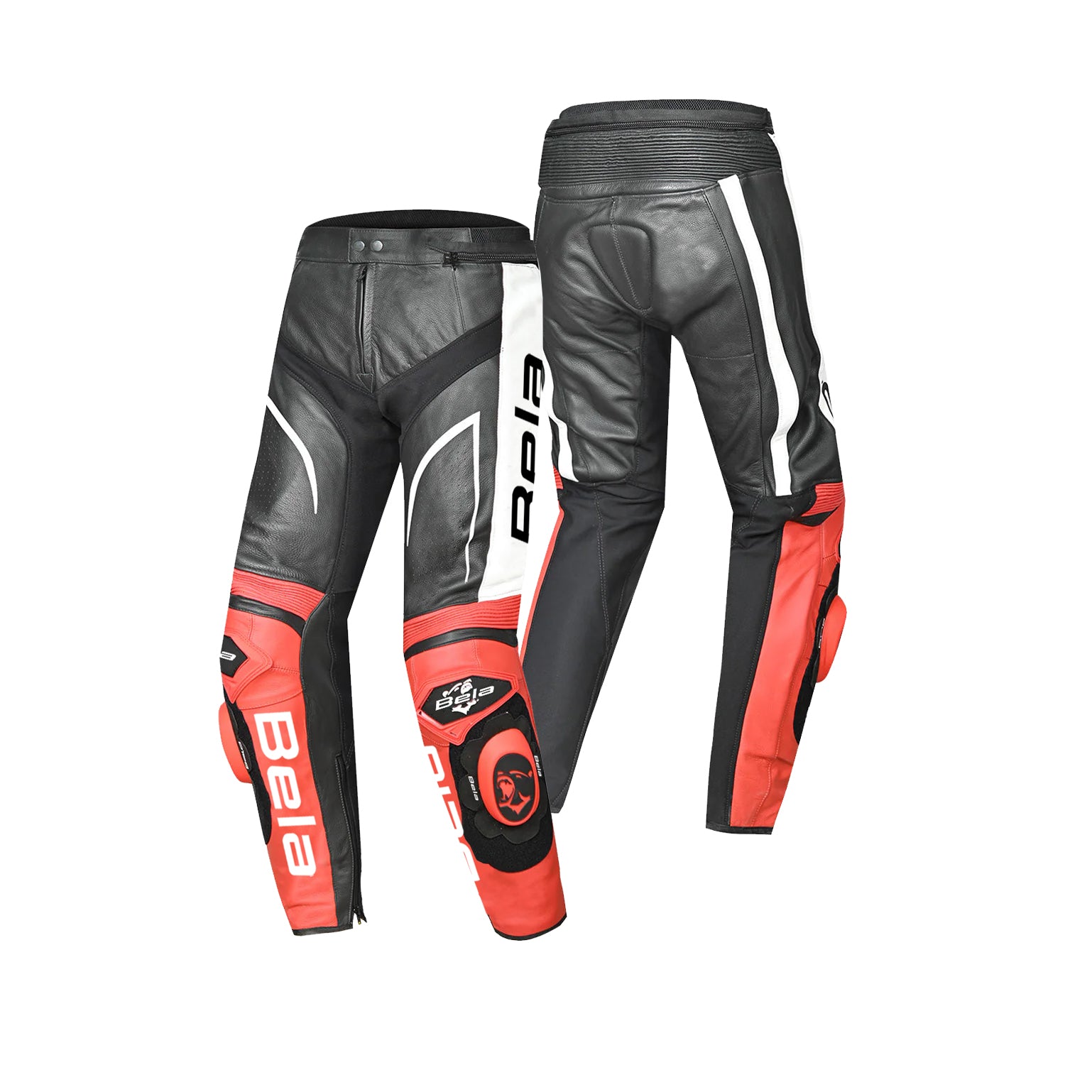 BELA X RACE Calcas De Moto Couro Preto Branco Vermelho – 2 – Maximomoto PT