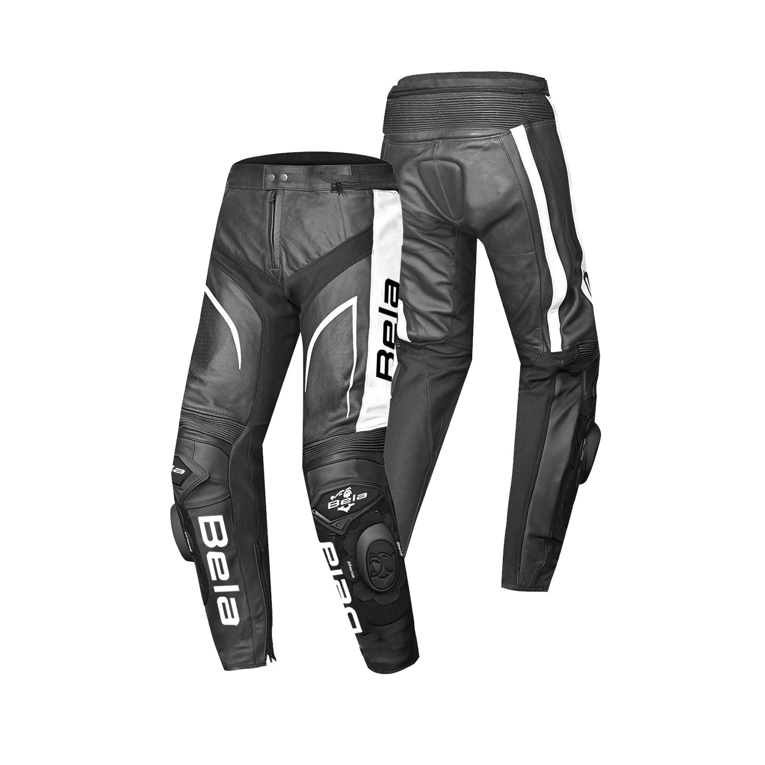 BELA X RACE WOMEN'S BLACK LEATHER PANTALON ANTHRA BLANCO – 2 – Maximomoto PT