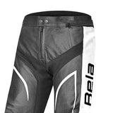 BELA X RACE WOMEN'S BLACK LEATHER PANTALON ANTHRA BLANCO