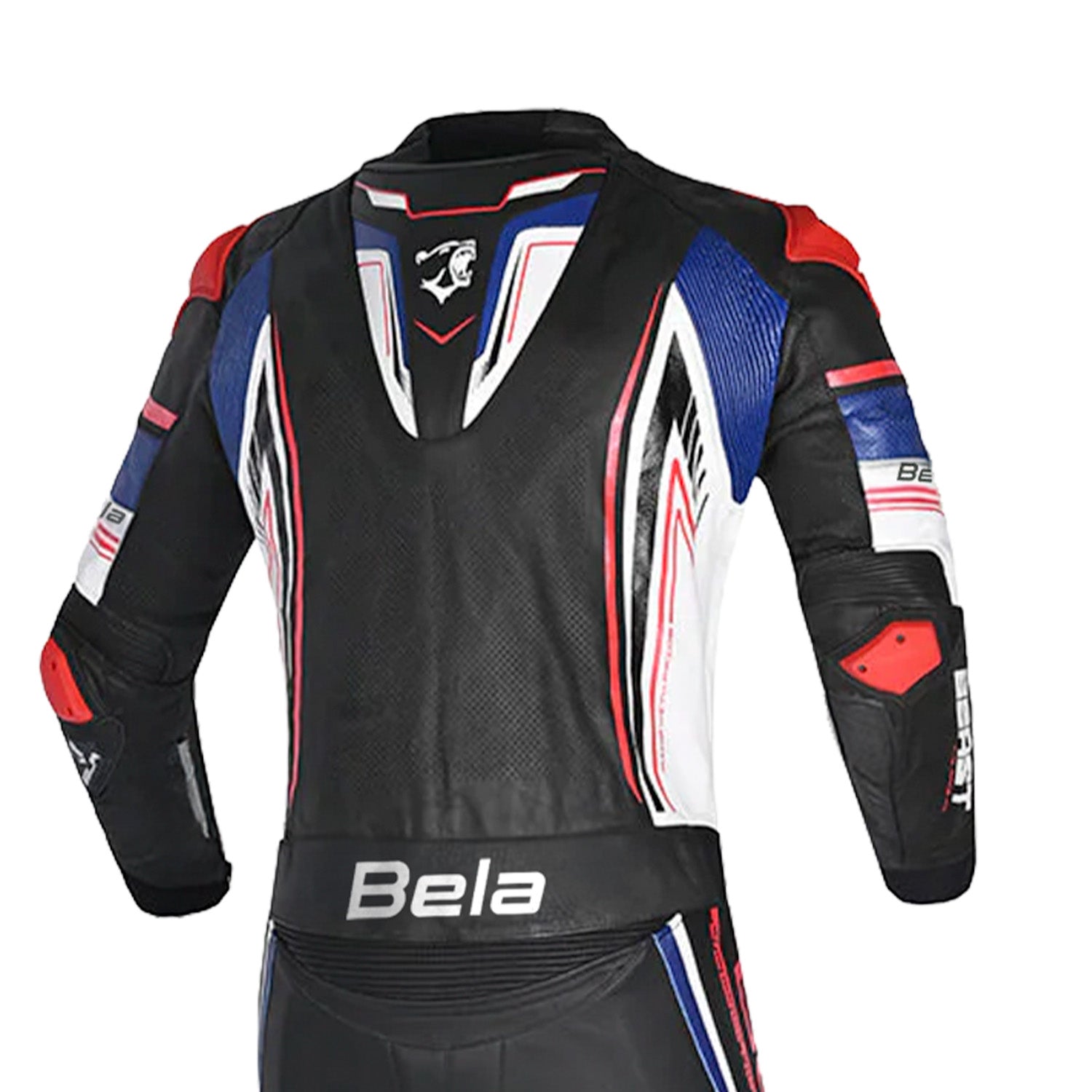 BELA MONO 2 PC Beast Leather Motorcycle Suit Black White Blue Red – 4 – Maximomoto PT