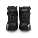 BELA KIVA Moto Couro Botas Senhora Turquesa Preto