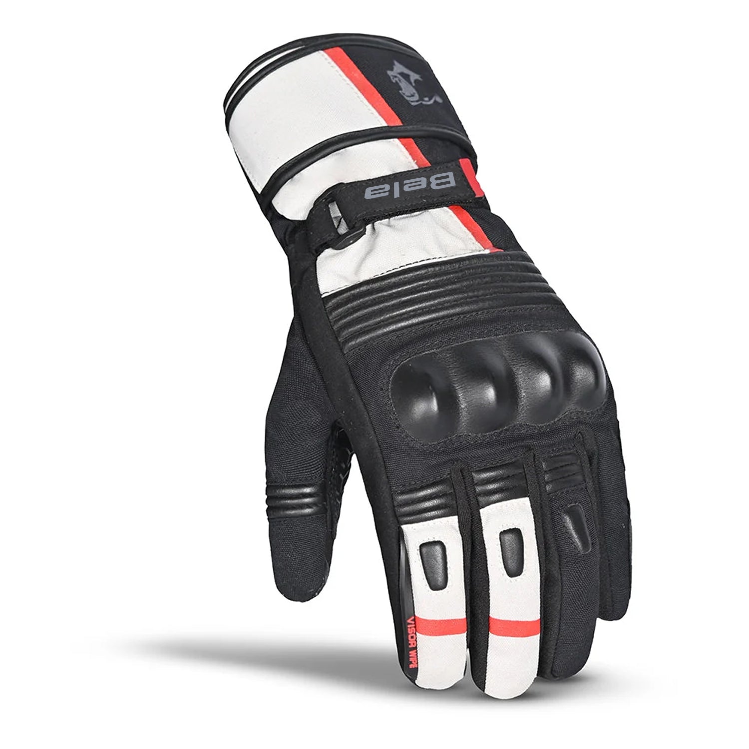 BELA ICE WINTER WP Leather Gloves with Leather Black White Red – 2 – Maximomoto PT