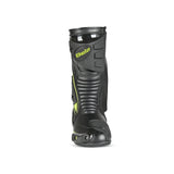 BELA MASTER Men's Motorcycle Leather Boots Black Fluorescent Yellow
