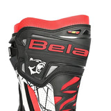 BELA AIR RIDER GP-1 racing motorcycle boots, black and red.