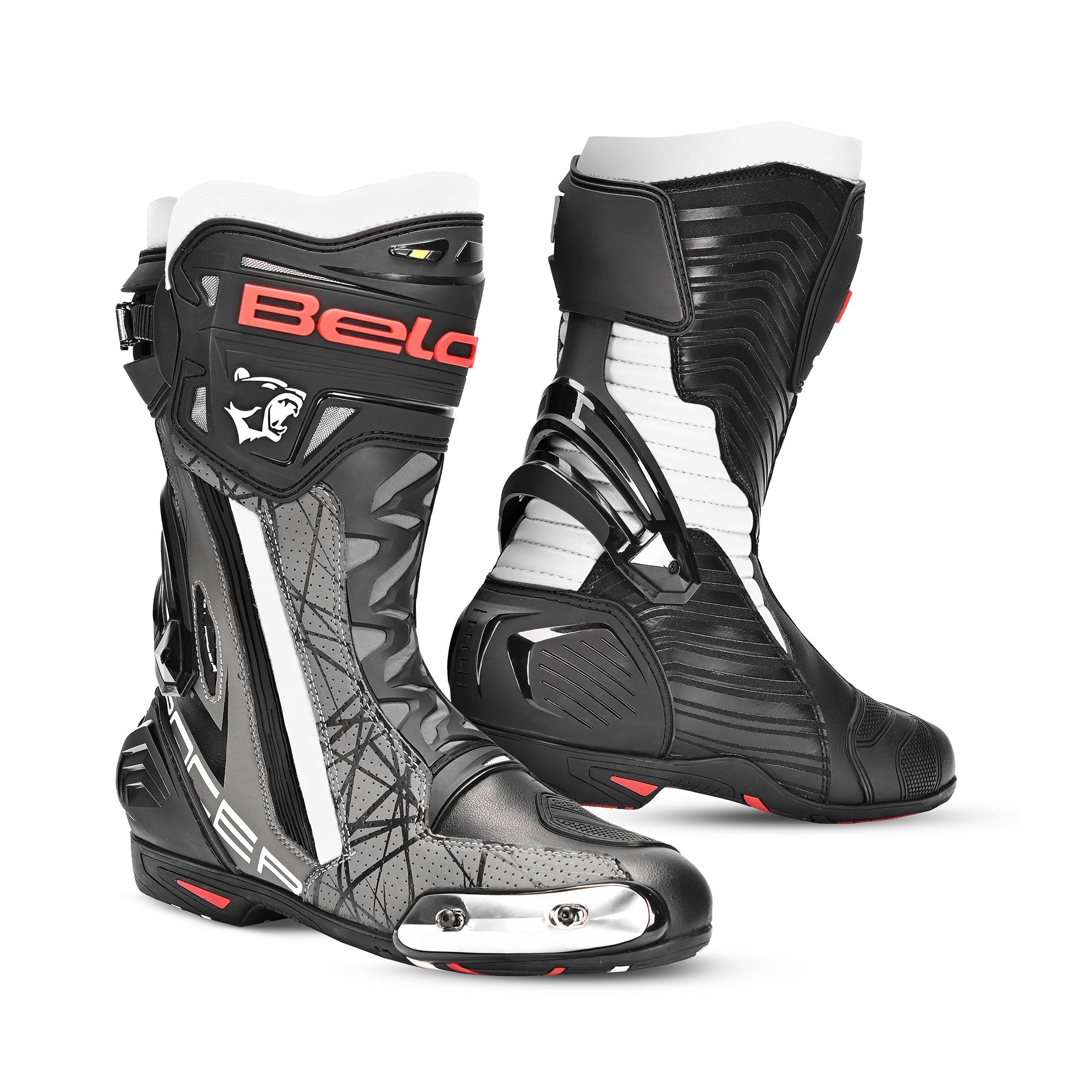 BELA AIR RIDER GP-1 RACING Moto Botas Preto Cinza - Imagem dupla de botas