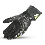 BELA ARMOUR PRO Moto Couro Luvas Preto Amarelo - Imagem do verso das luvas