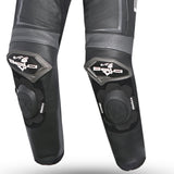 BELA BEAST 1 PC Couro Moto Fatos Preto Branco - Imagem do lado do joelho do terno