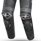 BELA BEAST 1 PC Couro Moto Fatos Preto Branco - Imagem do lado do joelho do terno