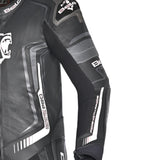 BELA BEAST 1 PC Couro Moto Fatos Preto Branco - Imagem superior frontal esquerda do traje