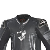 BELA BEAST 1 PC Couro Moto Fatos Preto Branco - imagem parte superior peito do terno