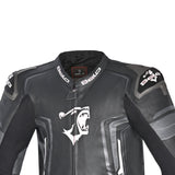 BELA BEAST 1 PC Couro Moto Fatos Preto Branco - imagem parte superior peito do terno