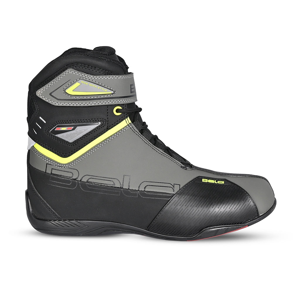 BELA BLAZE Moto Couro Botas Homem Preto Fluorescente Amarelo - Imagem do lado direito de Boots