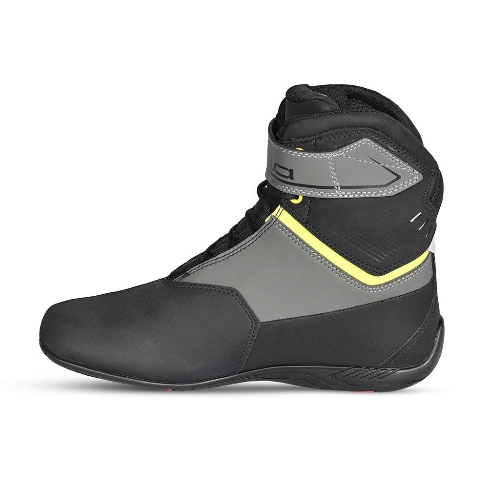 BELA BLAZE Moto Couro Botas Homem Preto Fluorescente Amarelo - Imagem do lado esquerdo de Boots