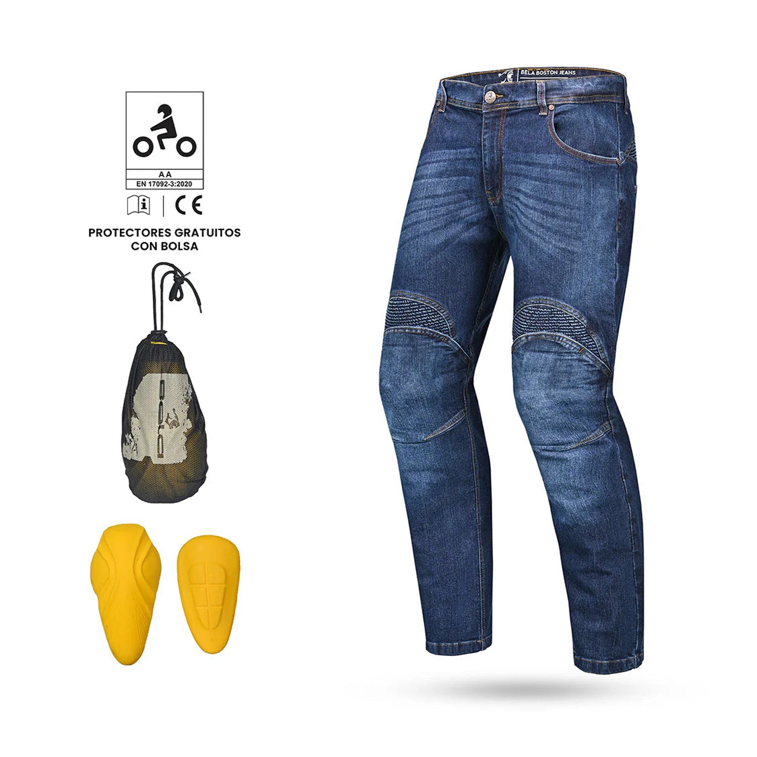 BELA BOSTON Denim Jeans Moto Calcas Azul Claro – 6 – Maximomoto PT