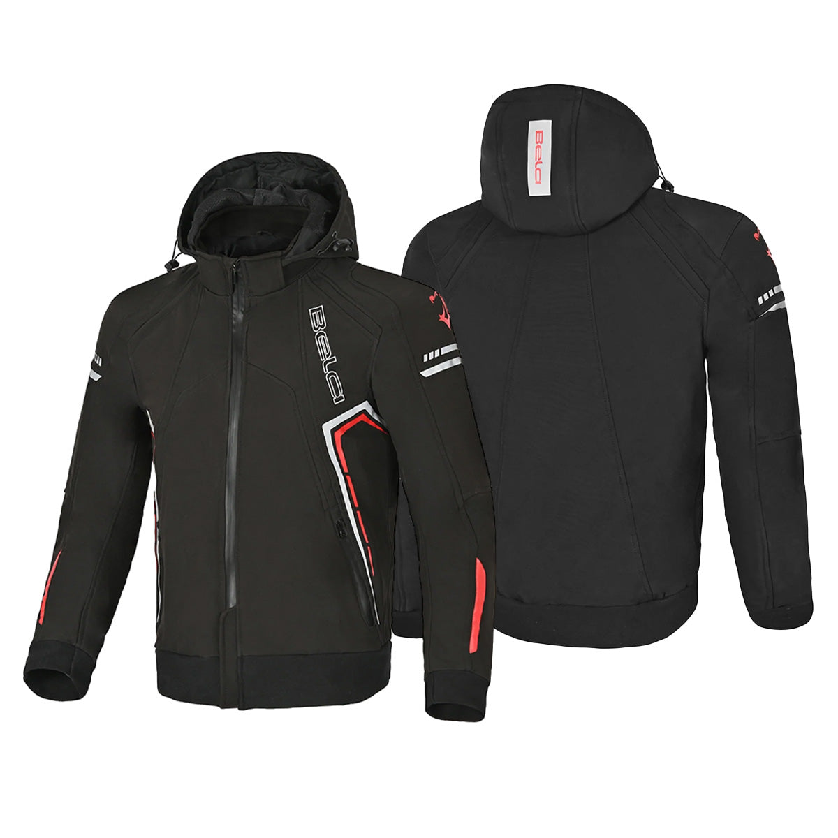 BELA BREEZE Casca Mole Moto Capuz Preto Vermelho - Imagem dupla de Casacos