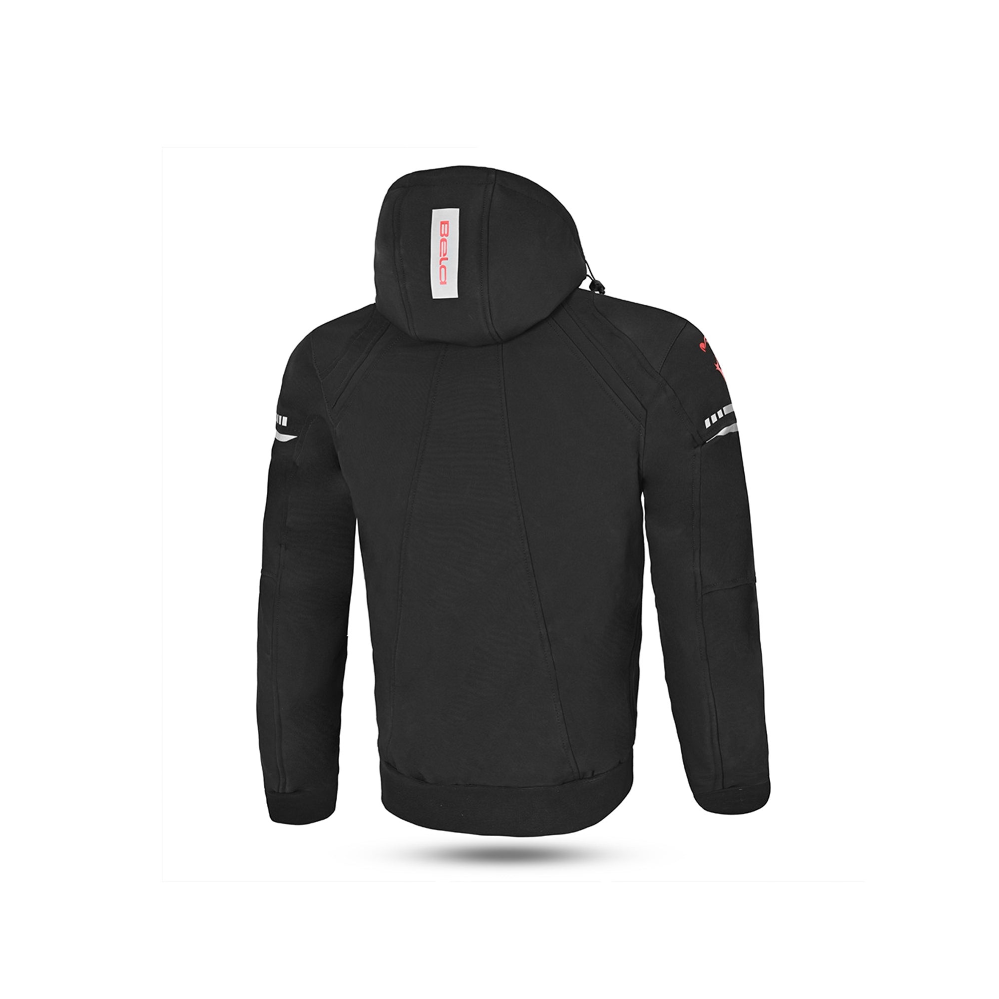 BELA BREEZE Casca Mole Moto Capuz Preto Vermelho - Imagem traseira da ja Casacos