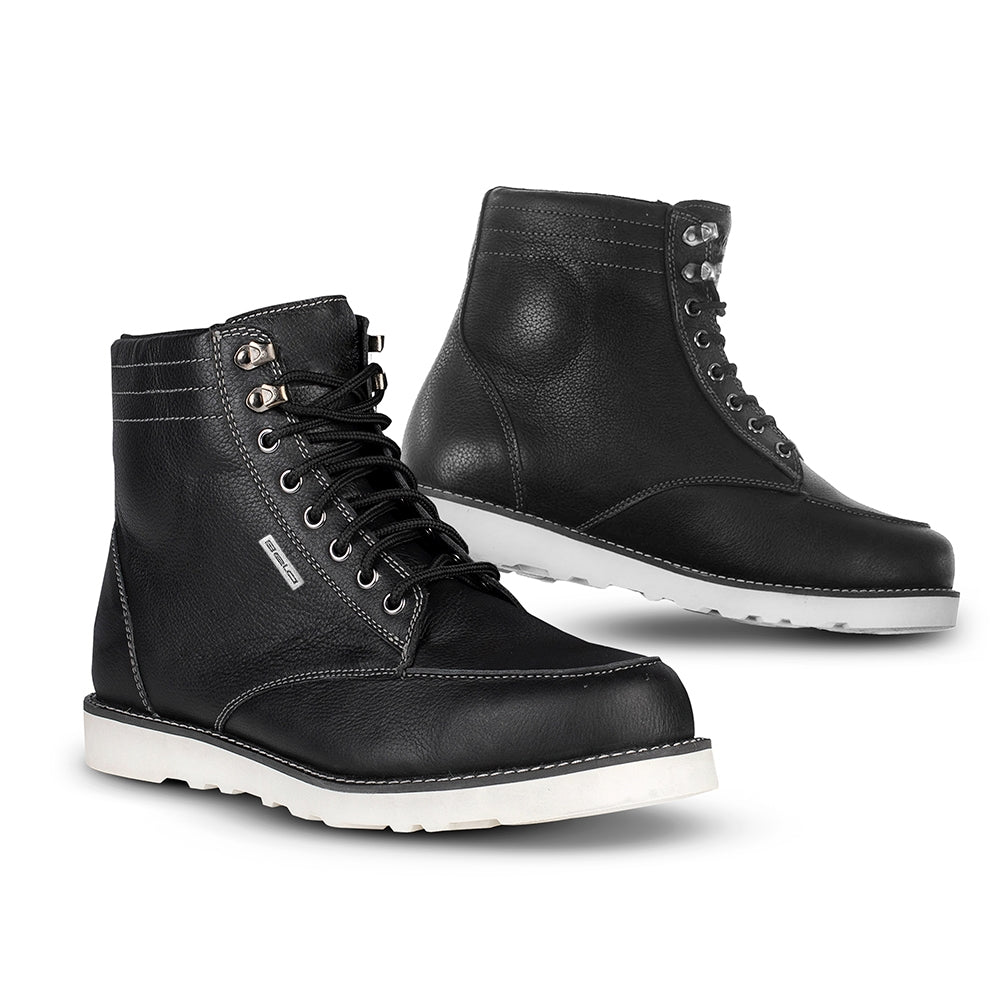 BELA BRIGTHON Moto Couro Botas Preto - Imagem dupla de botas