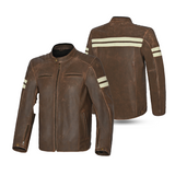 BELA STARK Motorcycle Leather Jackets Beige Brown