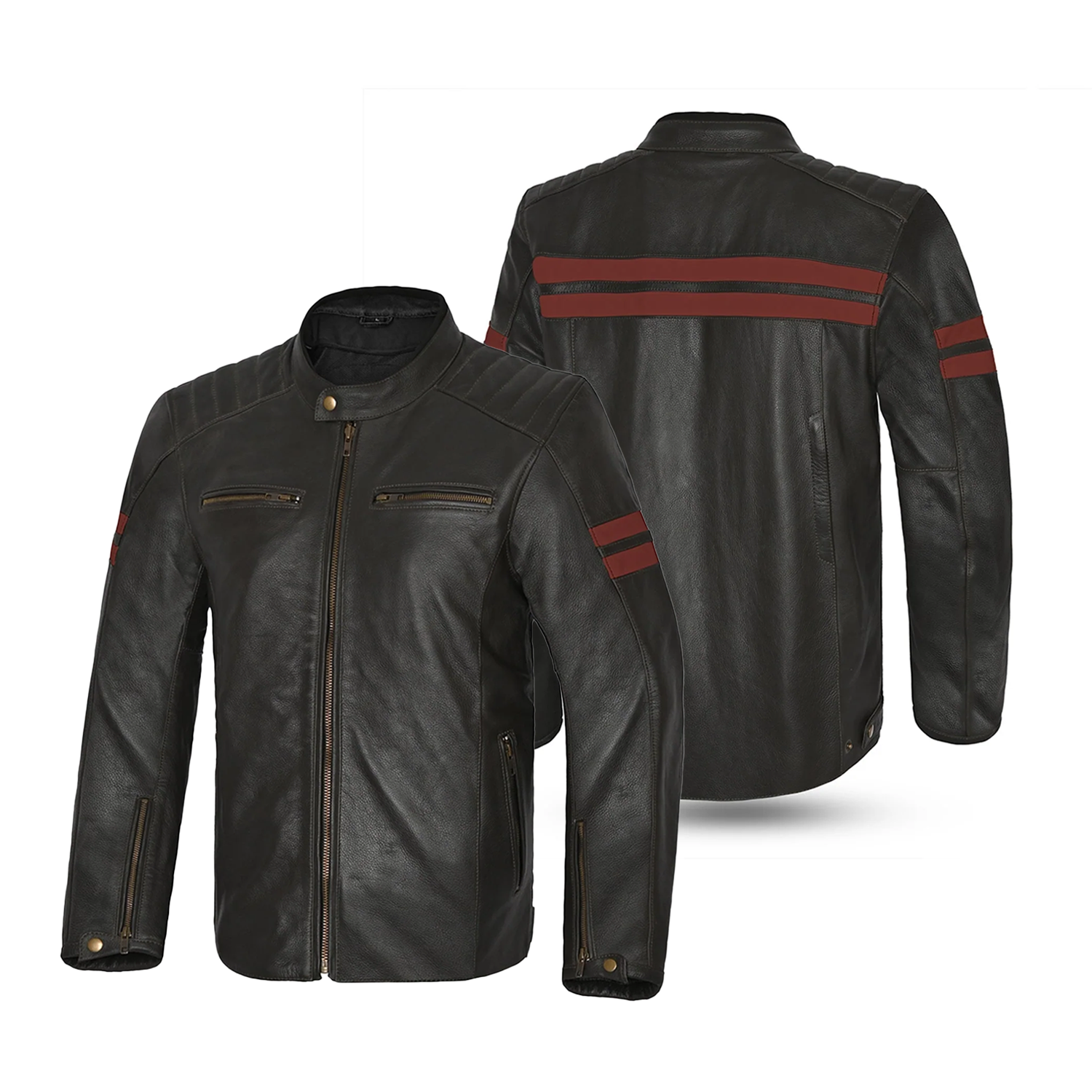 BELA STARK Casacos De Moto Couro Escuro Preto Marron Vermelho – 2 – Maximomoto PT