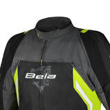 BELA CORDANIEL Motorcycle Jacket Black Dark Gray Yellow Textile