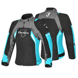 BELA ELANUR Moto Textil Casacos Senhora Preto Turquesa - Imagem dupla de Casacos