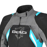 BELA ELANUR Moto Textil Casacos Senhora Preto Turquesa - Imagem frontal superior da Casacos