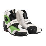 BELA FASTER Leather Motorcycle Boots White Green