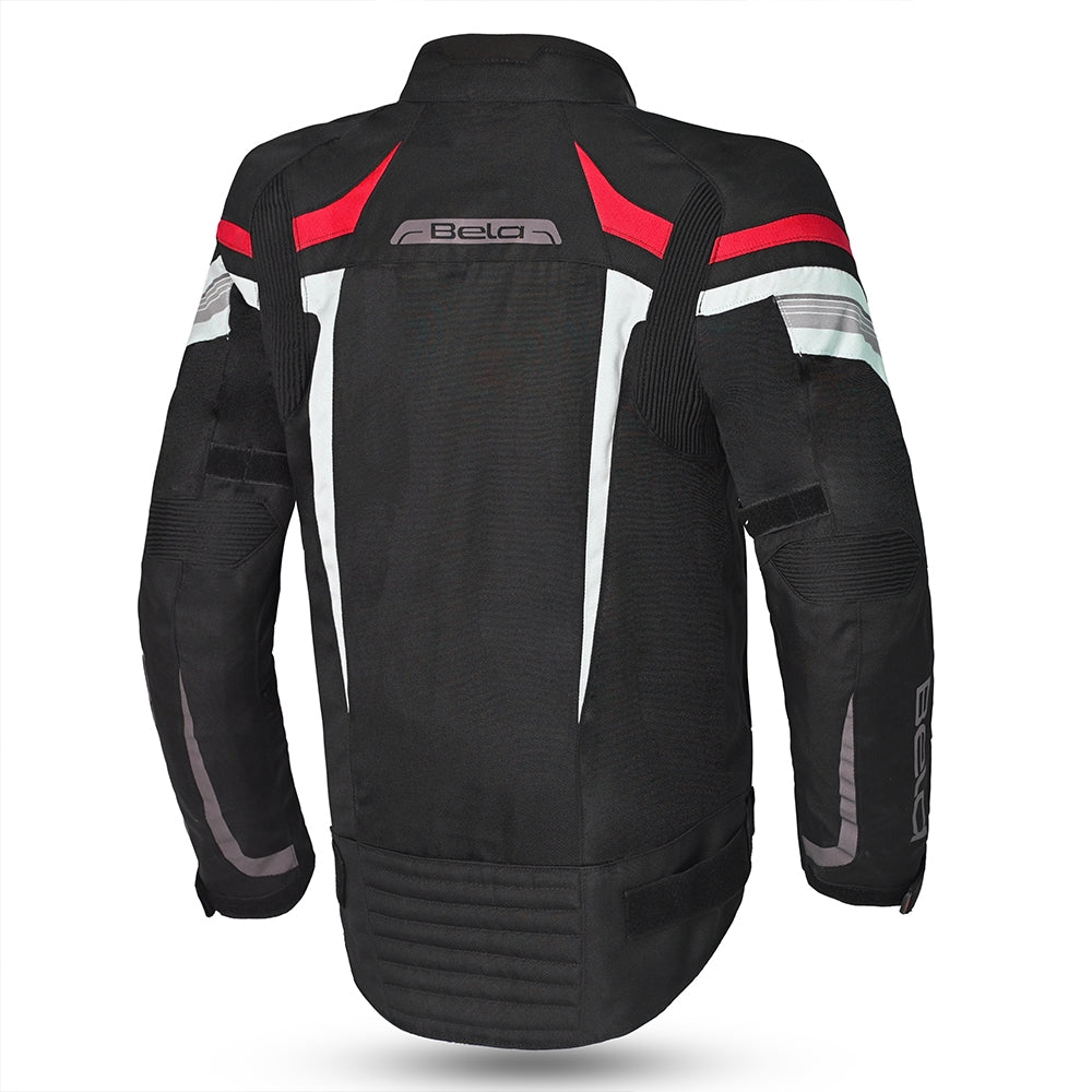BELA HIGHLAND Moto Homem Casaco Preto Branco Vermelho - Imagem traseira da ja Casacos