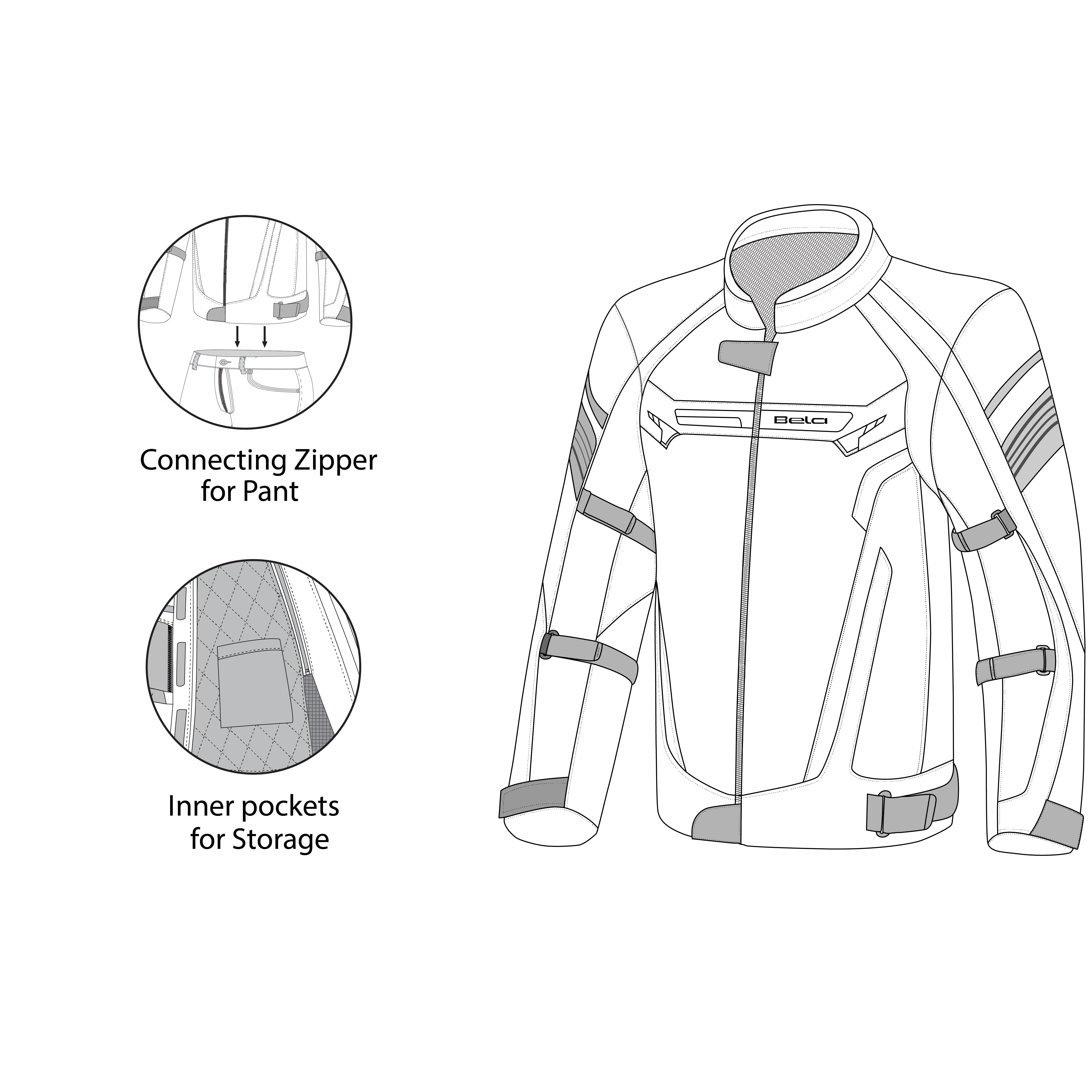 BELA HIGHLAND Motorcycle Men's Jacket Black White Red – 12 – Maximomoto PT