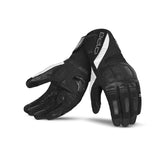 BELA HIGHWAY WINTER WP Moto Couro Luvas Preto Branco - Imagem dupla de luvas