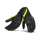 BELA HIGHWAY WINTER WP Moto Couro Luvas Preto Fluorescente Amarelo - Imagem dupla de luvas