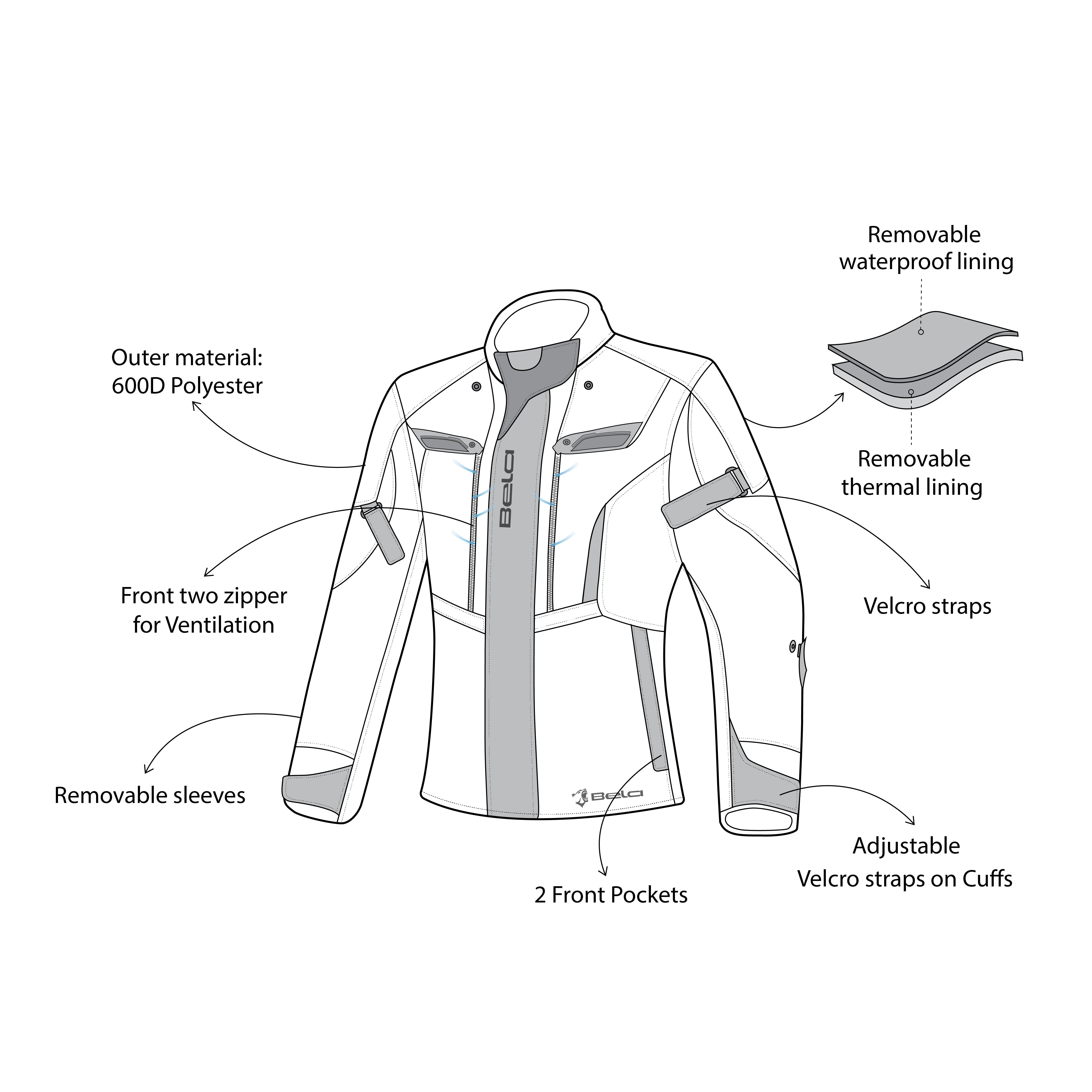BELA HURRICANE 3 in 1 Women's Motorcycle Jacket Black Gray Yellow – 9 – Maximomoto PT