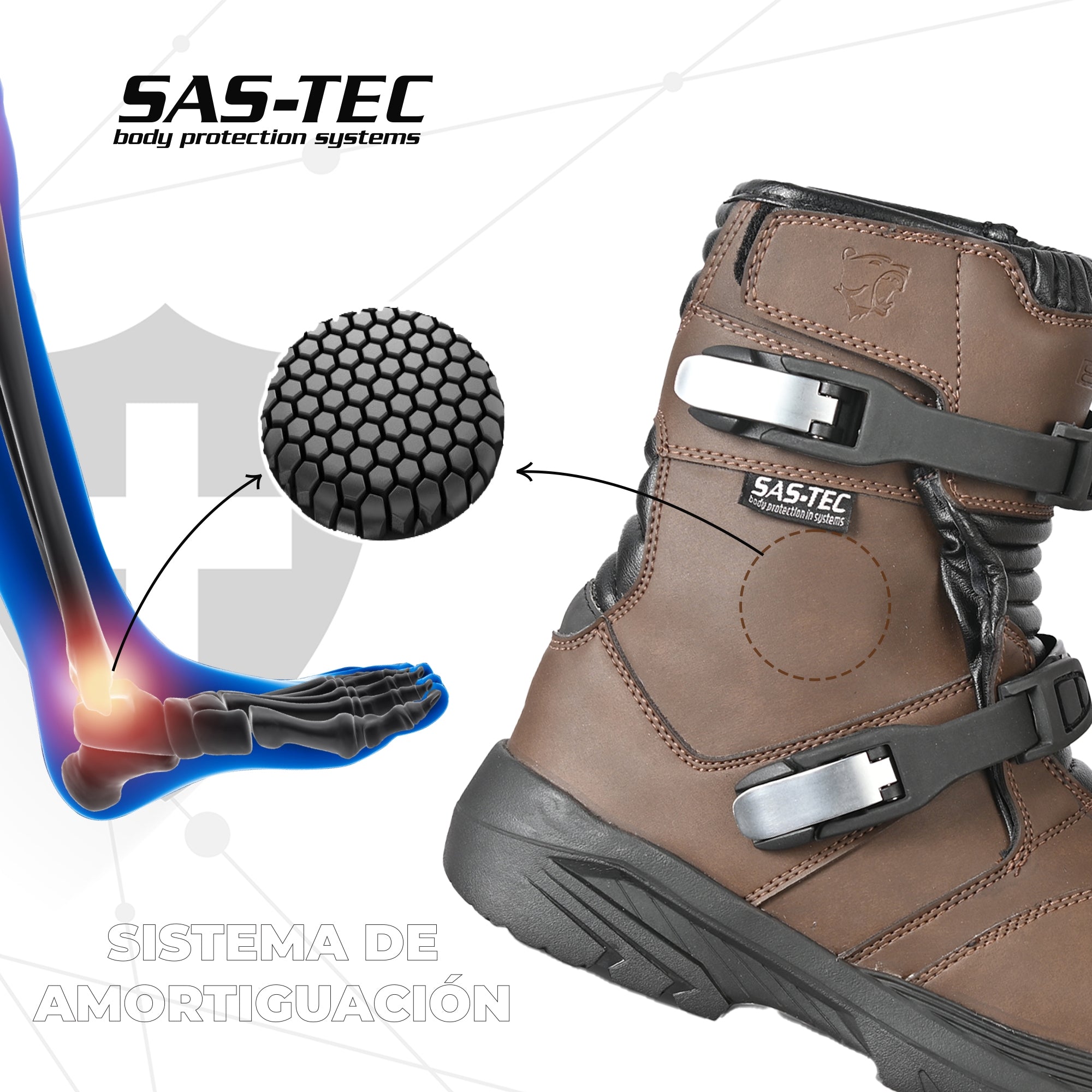 BELA Junior Moto Motocross Couro Botas Castanho