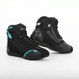 BELA KIVA Motorcycle Leather Boots for Women, Turquoise Black